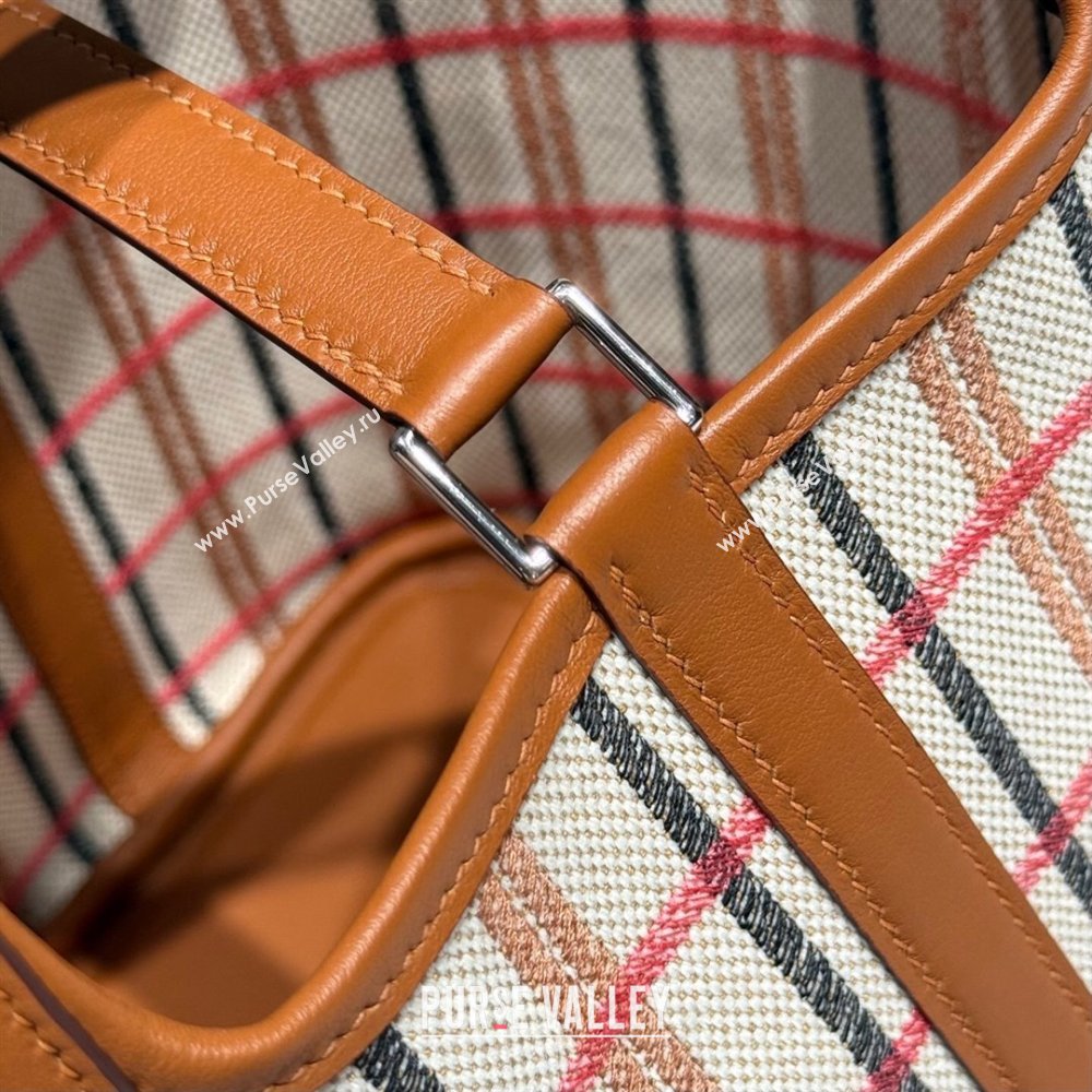 Hermes Picotin Lock Mini Bag 18cm in Plaid Canvas and Calfskin Brown 2025 ( Half Handmade) (FL-250809039)