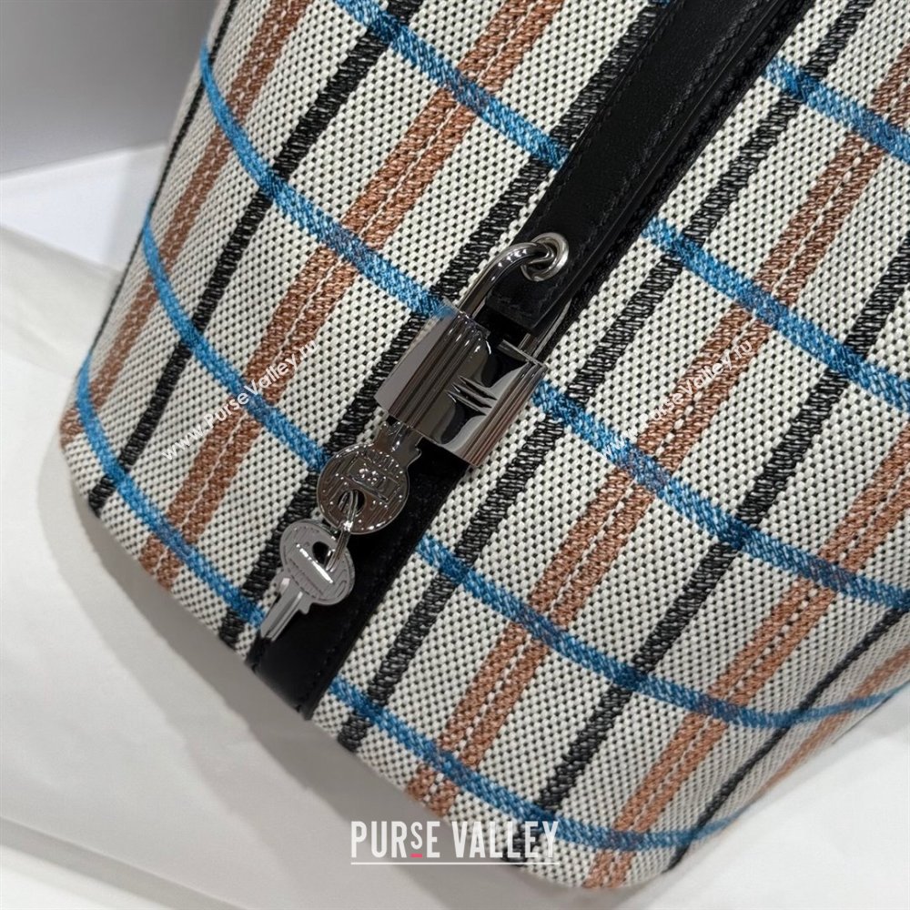 Hermes Picotin Lock Mini Bag 18cm in Plaid Canvas and Calfskin Black/Silver 2025 ( Half Handmade) (FL-250809040)