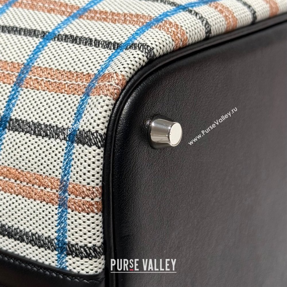 Hermes Picotin Lock Mini Bag 18cm in Plaid Canvas and Calfskin Black/Silver 2025 ( Half Handmade) (FL-250809040)
