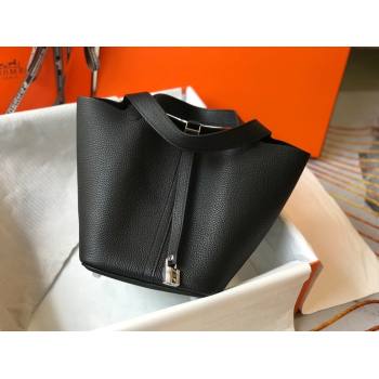 Hermes Picotin Lock Mini Bag 18cm in Togo Calfskin Leather Black/Silver 2025 (FL-250809002)