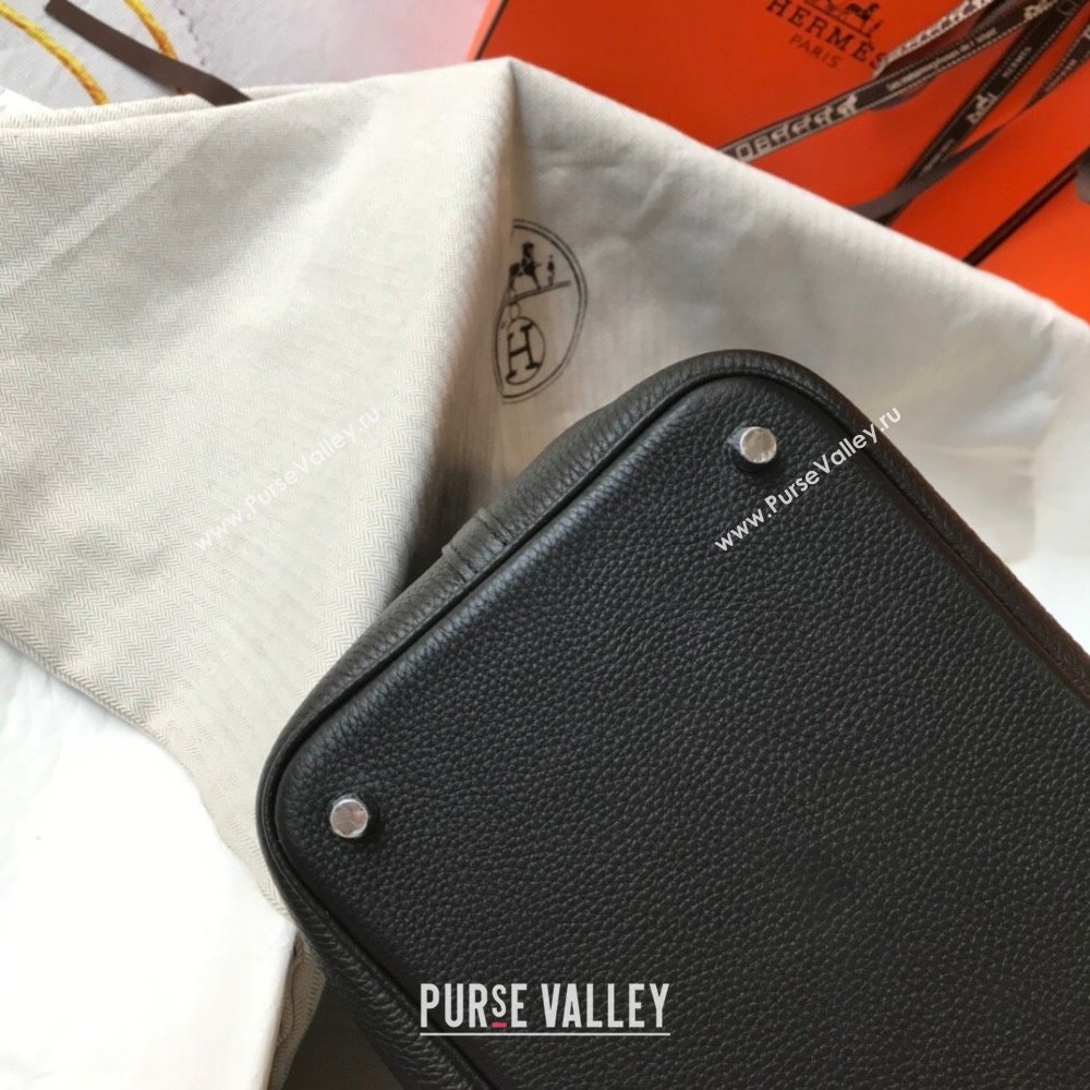 Hermes Picotin Lock Mini Bag 18cm in Togo Calfskin Leather Black/Silver 2025 (FL-250809002)