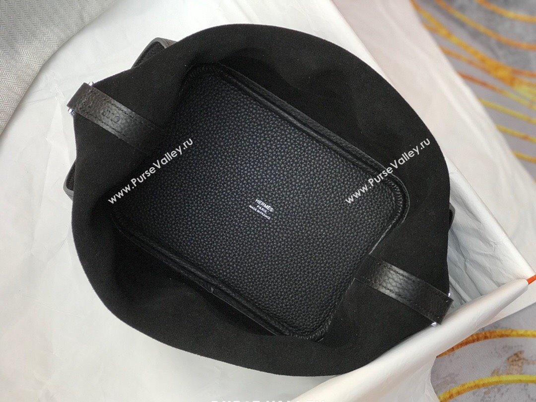 Hermes Picotin Lock Mini Bag 18cm in Togo Calfskin Leather Black/Silver 2025 (FL-250809002)