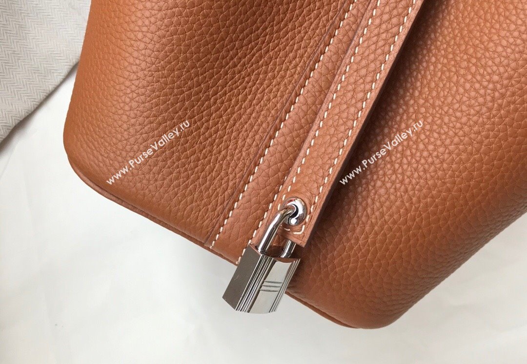 Hermes Picotin Lock Mini Bag 18cm in Togo Calfskin Leather Brown/Silver 2025 (FL-250809016)