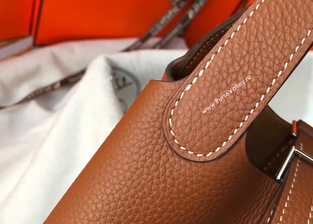 Hermes Picotin Lock Mini Bag 18cm in Togo Calfskin Leather Brown/Silver 2025 (FL-250809016)