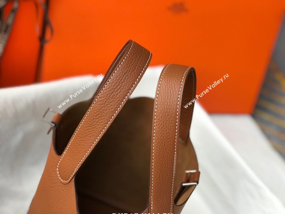 Hermes Picotin Lock Mini Bag 18cm in Togo Calfskin Leather Brown/Silver 2025 (FL-250809016)