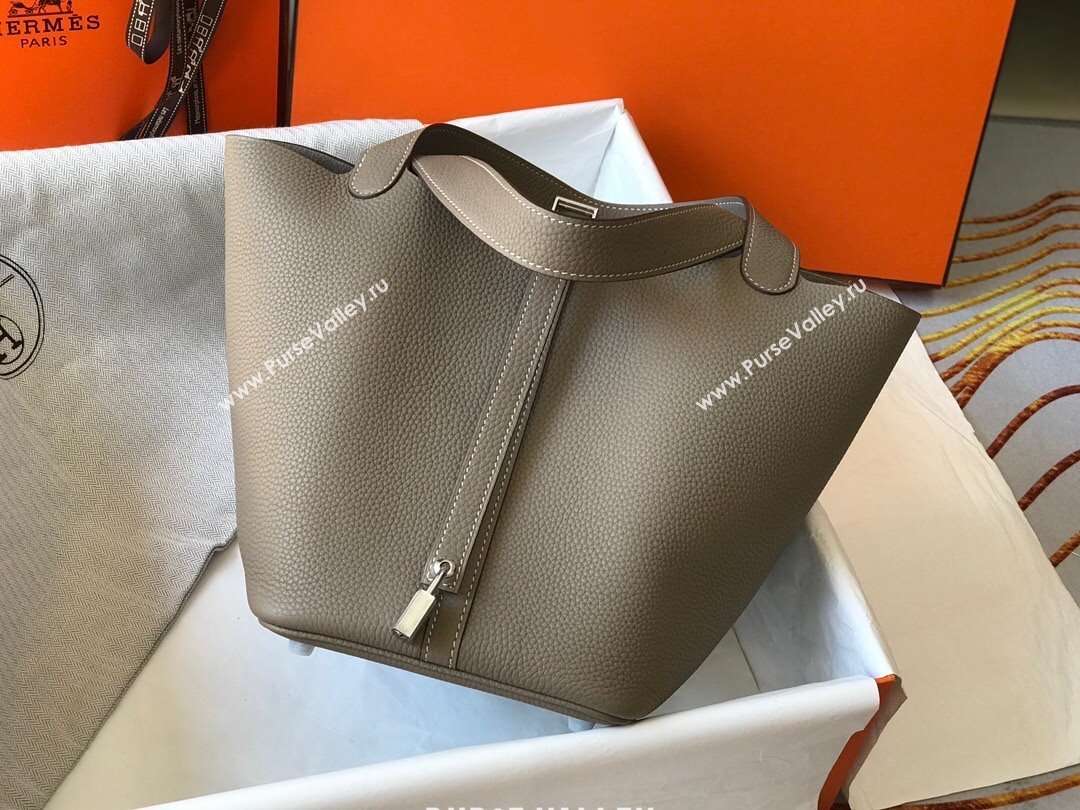 Hermes Picotin Lock Mini Bag 18cm in Togo Calfskin Leather Dove Grey/Silver 2025 (FL-250809017)