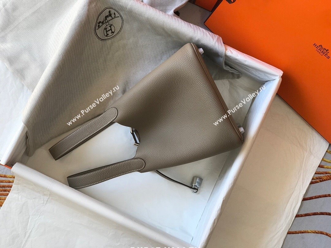 Hermes Picotin Lock Mini Bag 18cm in Togo Calfskin Leather Dove Grey/Silver 2025 (FL-250809017)