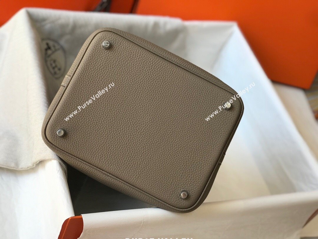 Hermes Picotin Lock Mini Bag 18cm in Togo Calfskin Leather Dove Grey/Silver 2025 (FL-250809017)