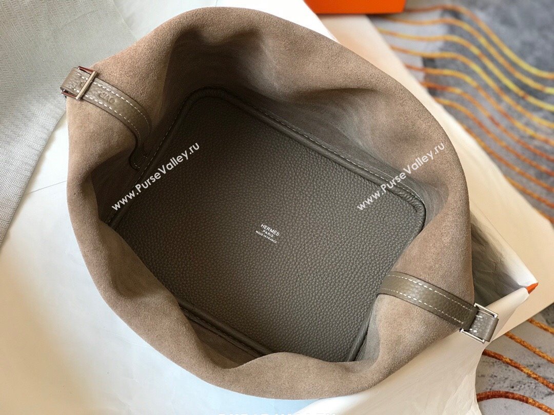 Hermes Picotin Lock Mini Bag 18cm in Togo Calfskin Leather Dove Grey/Silver 2025 (FL-250809017)