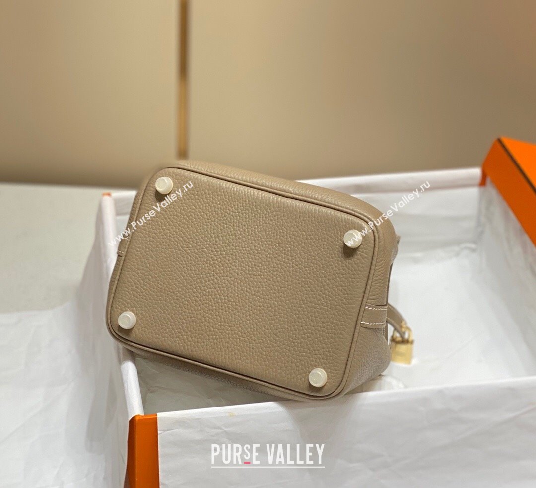 Hermes Picotin Lock Mini Bag 18cm in Togo Calfskin Leather Dove Grey/Gold 2025 (FL-250809018)