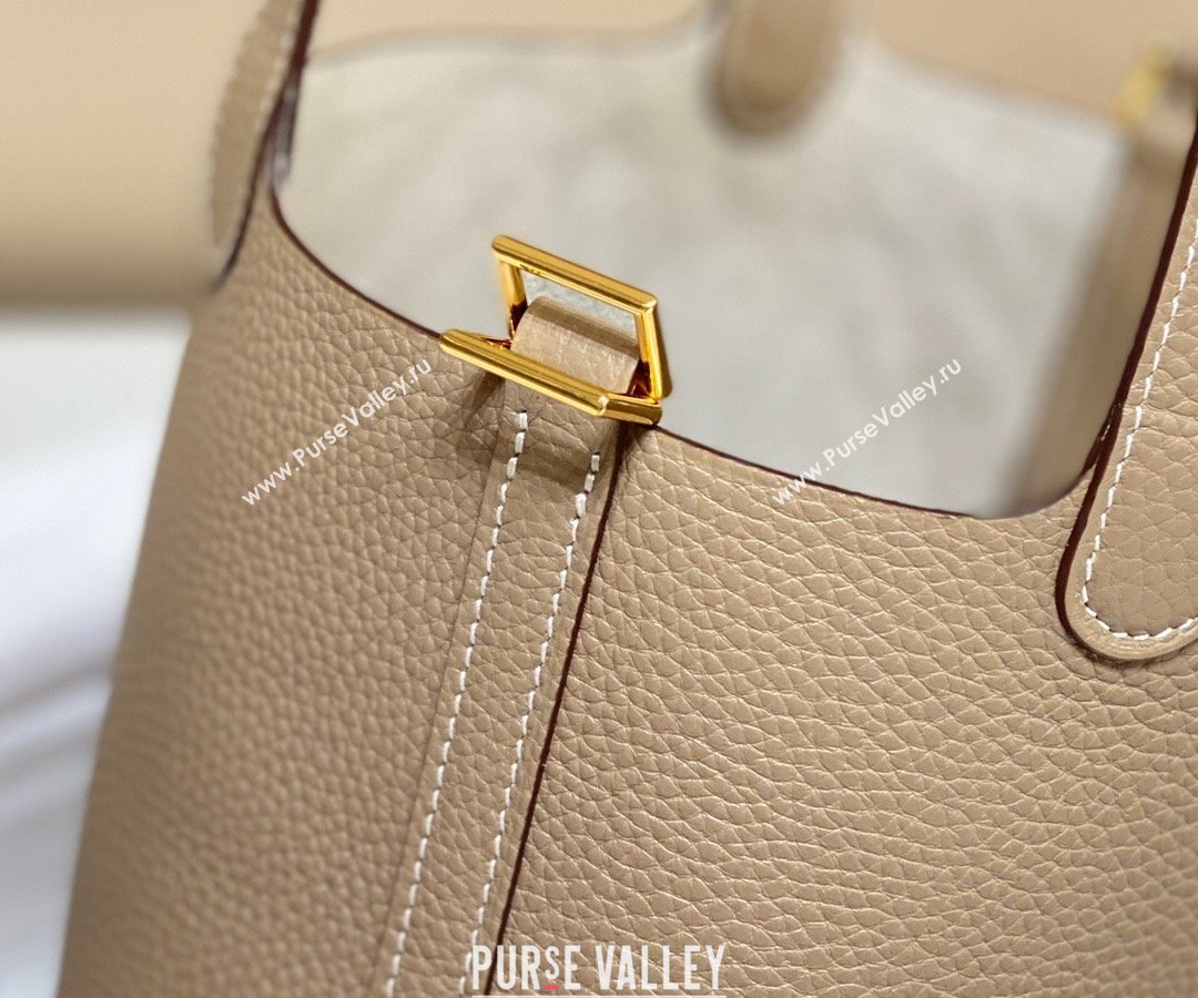 Hermes Picotin Lock Mini Bag 18cm in Togo Calfskin Leather Dove Grey/Gold 2025 (FL-250809018)