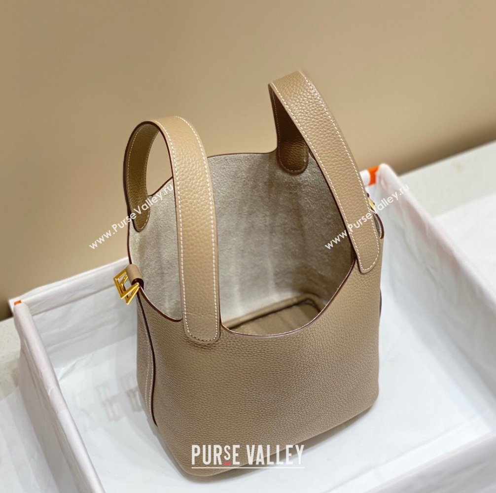 Hermes Picotin Lock Mini Bag 18cm in Togo Calfskin Leather Dove Grey/Gold 2025 (FL-250809018)
