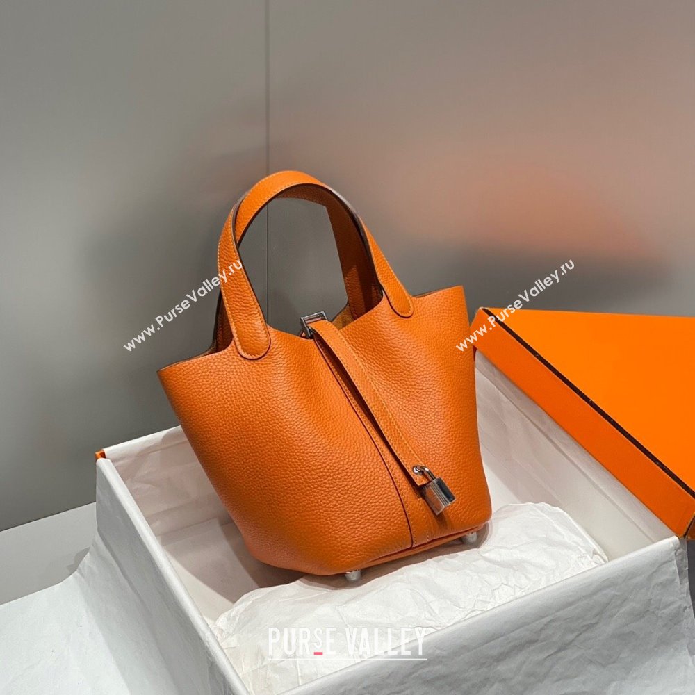 Hermes Picotin Lock Mini Bag 18cm in Togo Calfskin Leather Fire Orange 2025 (FL-250809019)