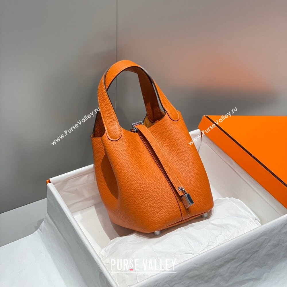 Hermes Picotin Lock Mini Bag 18cm in Togo Calfskin Leather Fire Orange 2025 (FL-250809019)