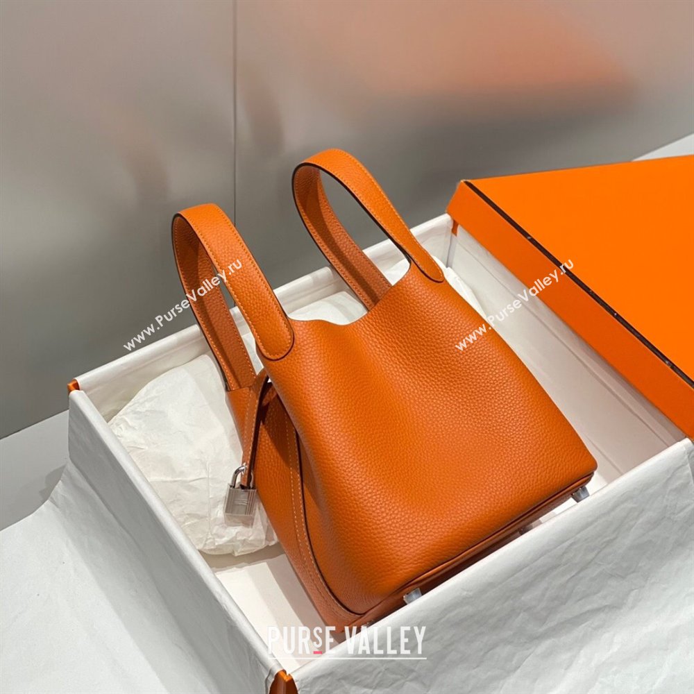 Hermes Picotin Lock Mini Bag 18cm in Togo Calfskin Leather Fire Orange 2025 (FL-250809019)