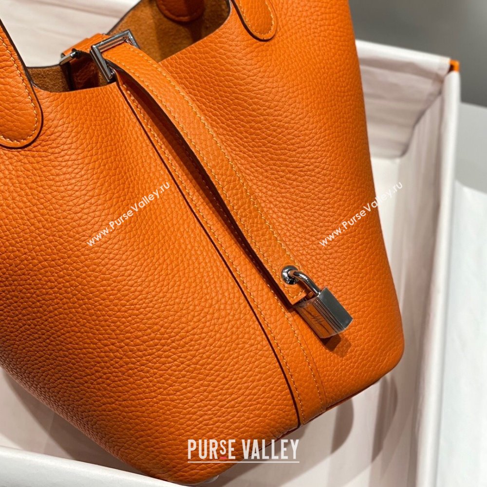 Hermes Picotin Lock Mini Bag 18cm in Togo Calfskin Leather Fire Orange 2025 (FL-250809019)