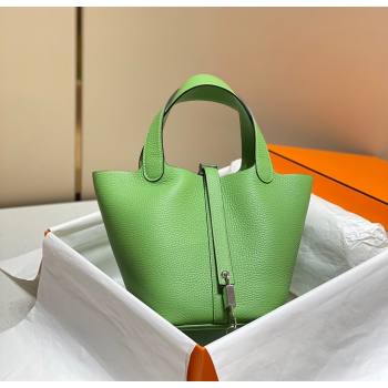 Hermes Picotin Lock Mini Bag 18cm in Togo Calfskin Leather Avocado Green/Silver 2025 (FL-250809014)