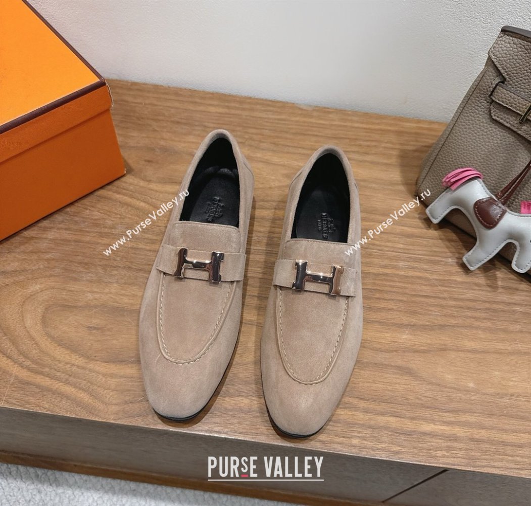 Hermes Paris Loafers in Suede with H Grey 2025 H082005 (XC-250820041)