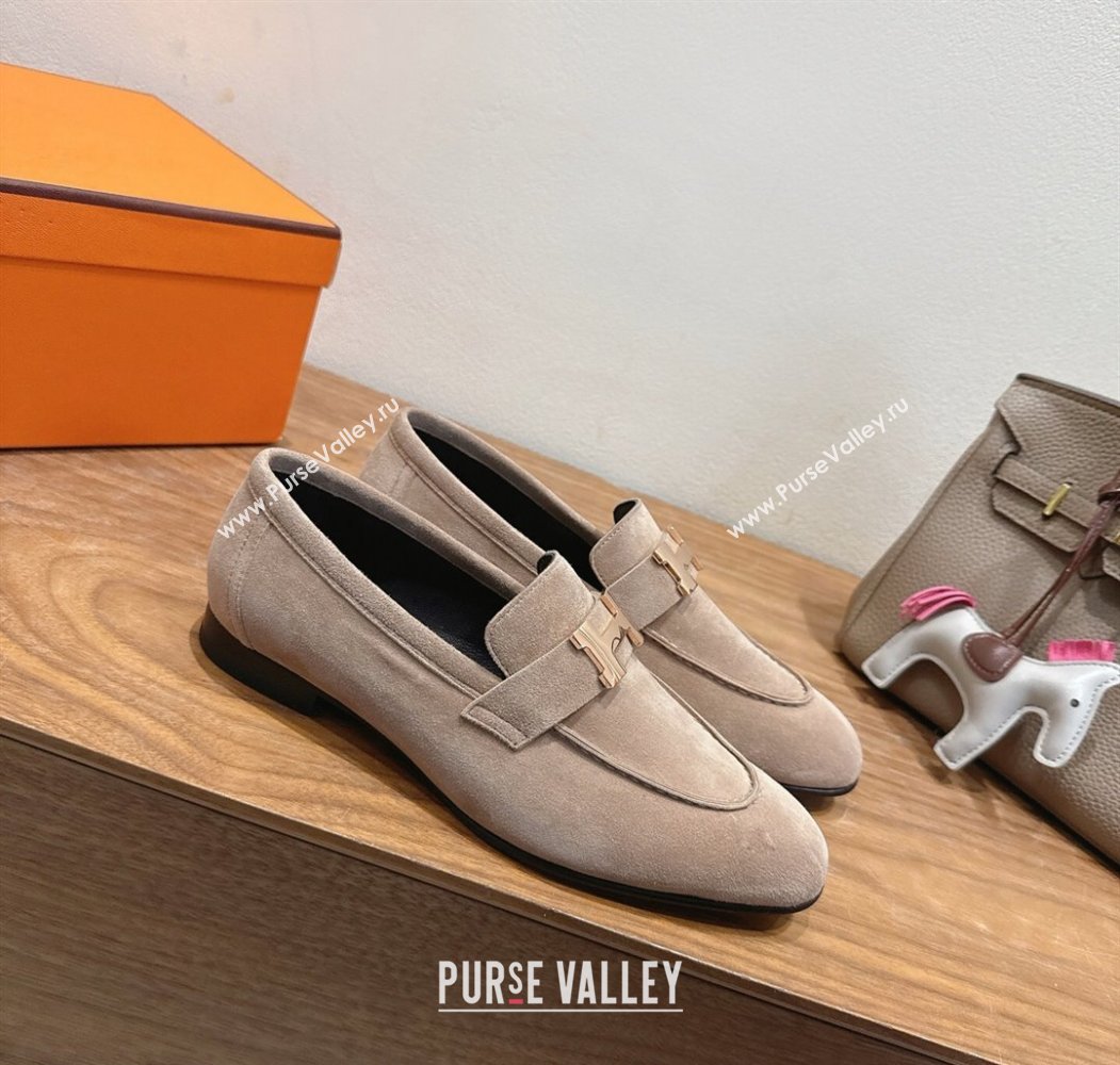 Hermes Paris Loafers in Suede with H Grey 2025 H082005 (XC-250820041)