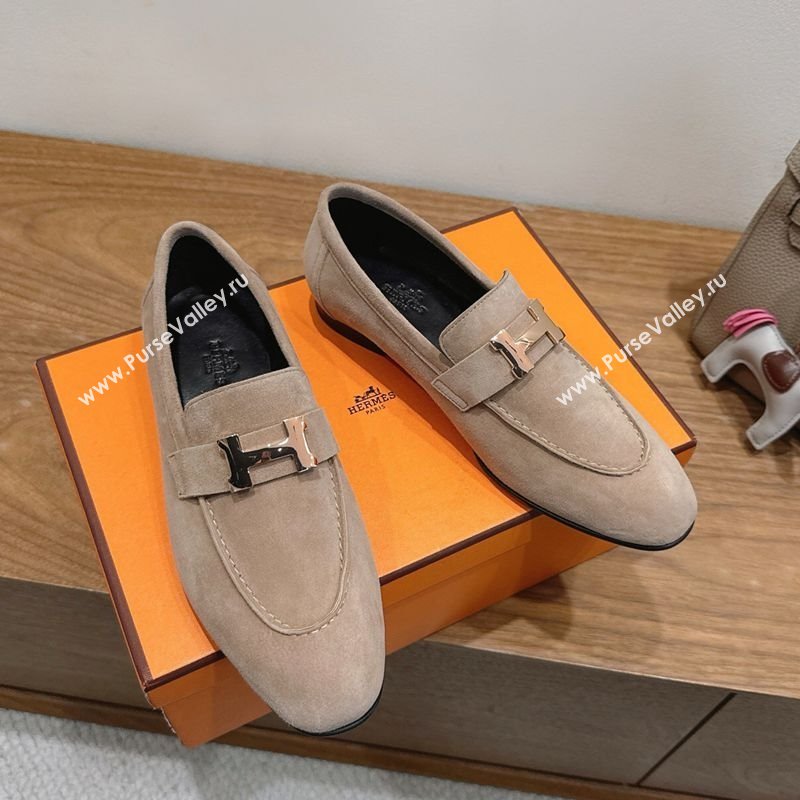 Hermes Paris Loafers in Suede with H Grey 2025 H082005 (XC-250820041)