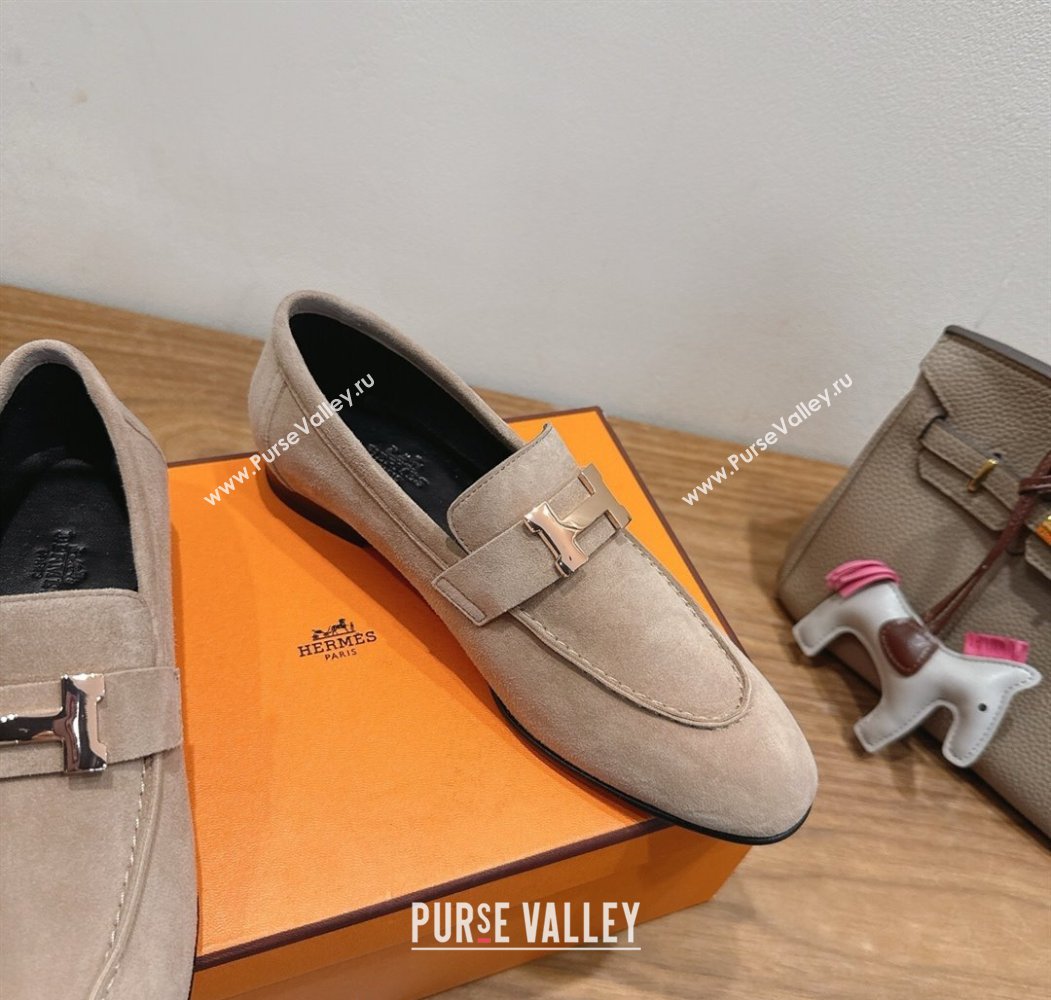 Hermes Paris Loafers in Suede with H Grey 2025 H082005 (XC-250820041)