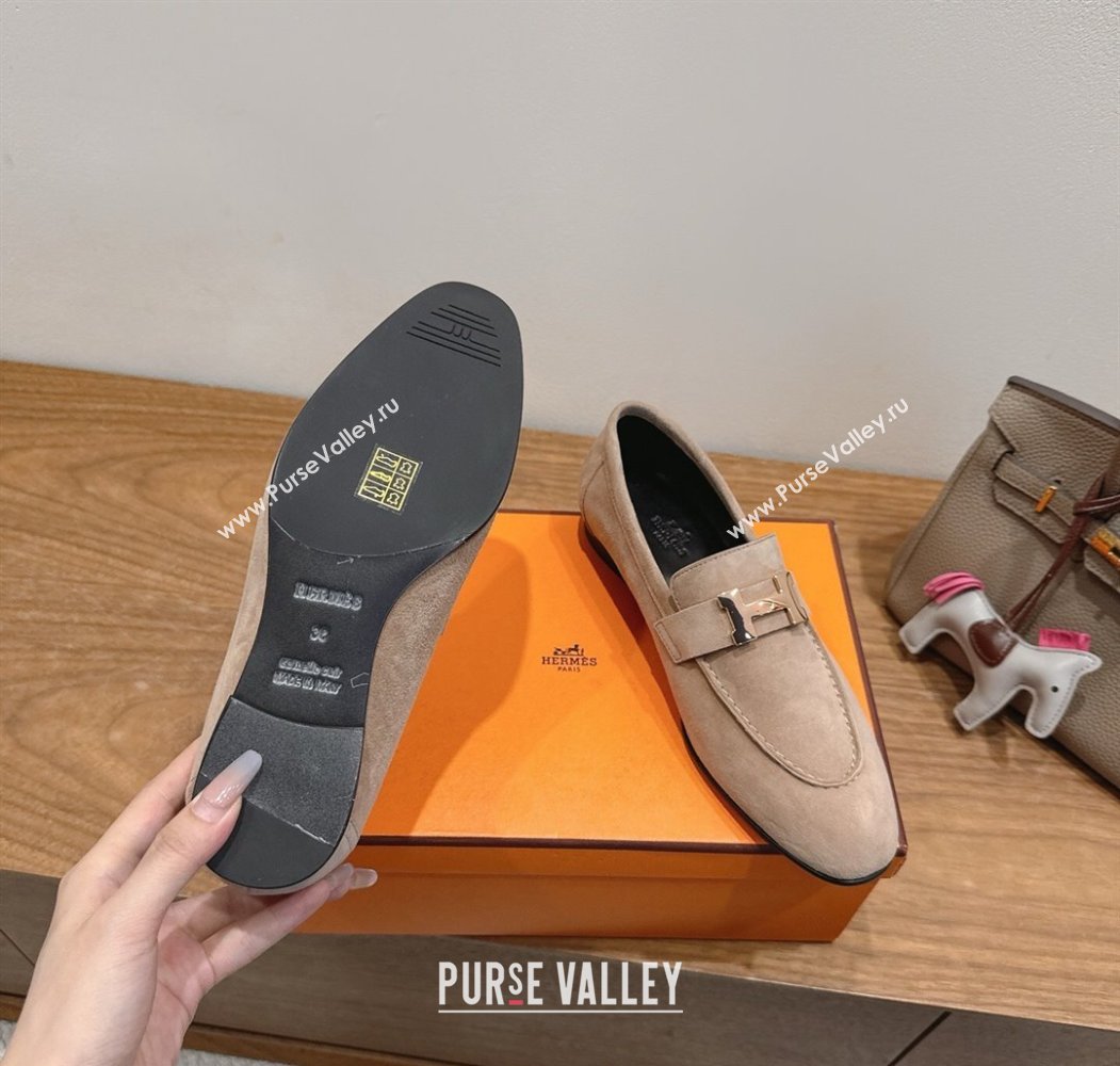 Hermes Paris Loafers in Suede with H Grey 2025 H082005 (XC-250820041)