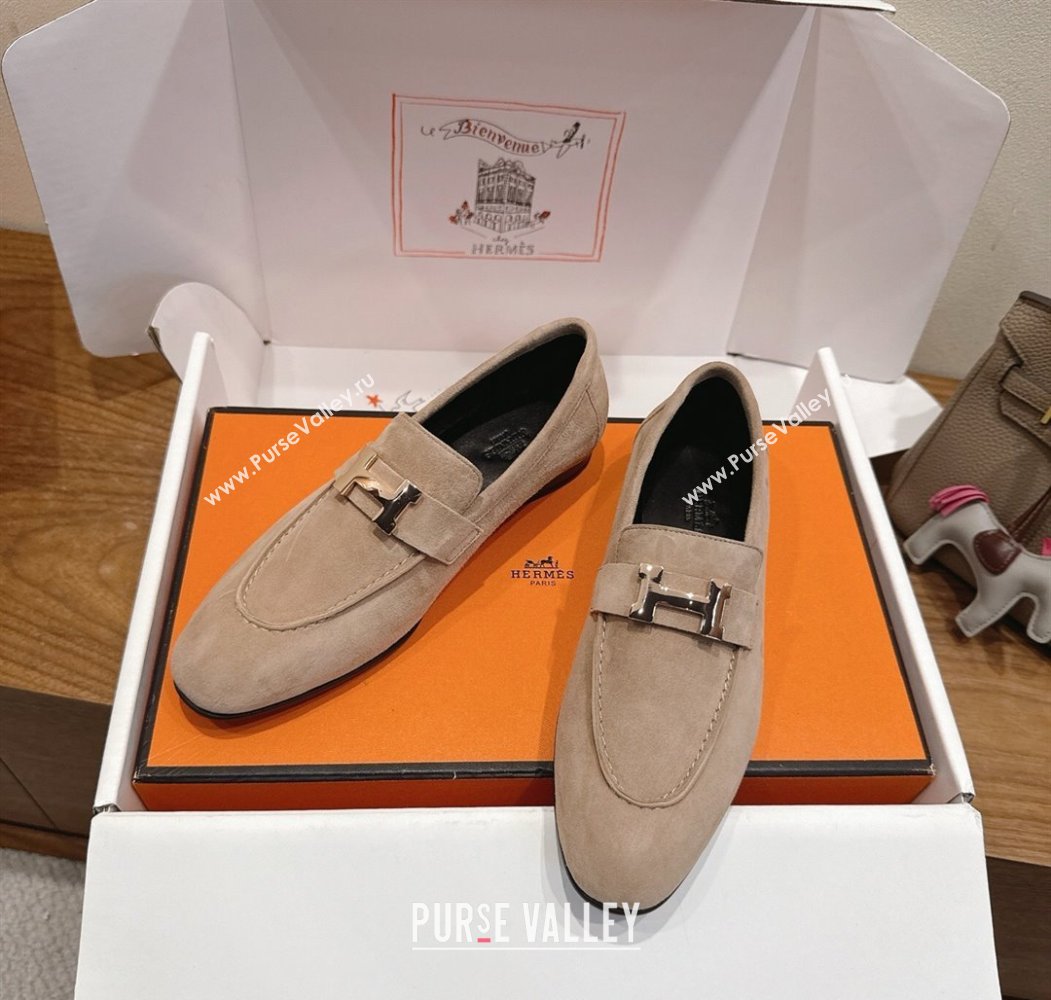 Hermes Paris Loafers in Suede with H Grey 2025 H082005 (XC-250820041)