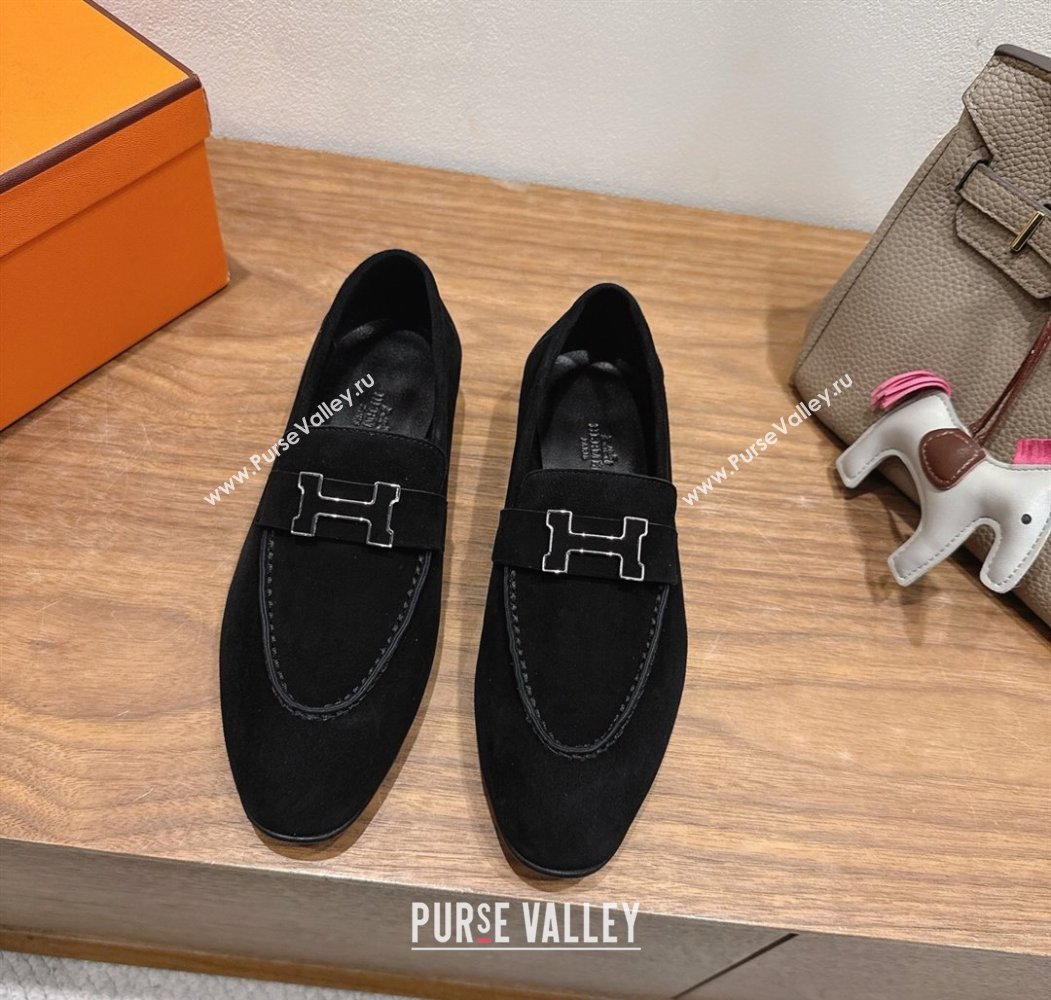 Hermes Paris Loafers in Suede with H Black 2025 H082005 (XC-250820043)
