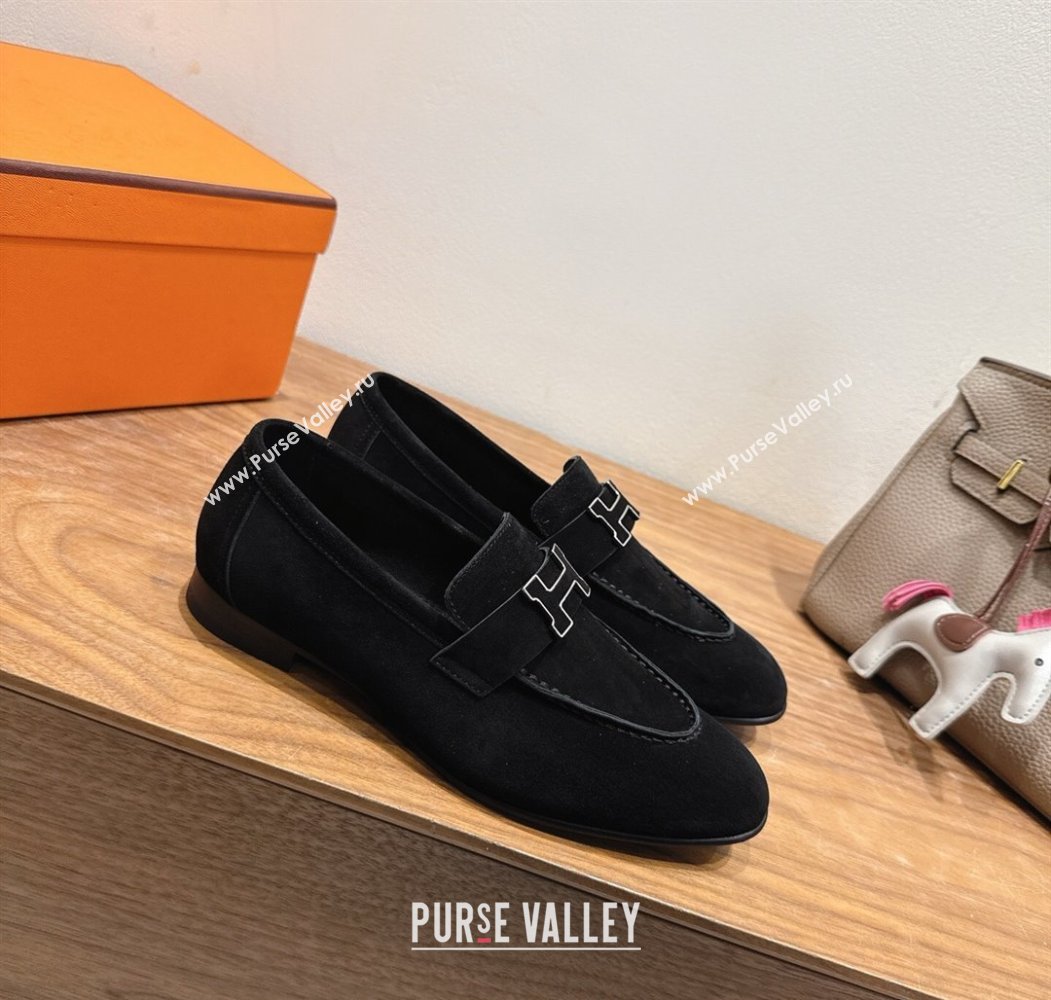 Hermes Paris Loafers in Suede with H Black 2025 H082005 (XC-250820043)