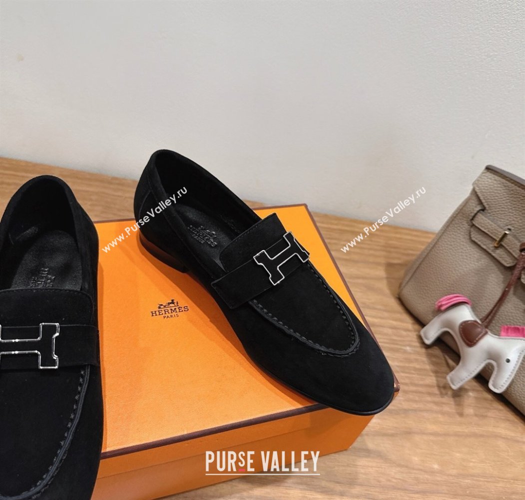 Hermes Paris Loafers in Suede with H Black 2025 H082005 (XC-250820043)