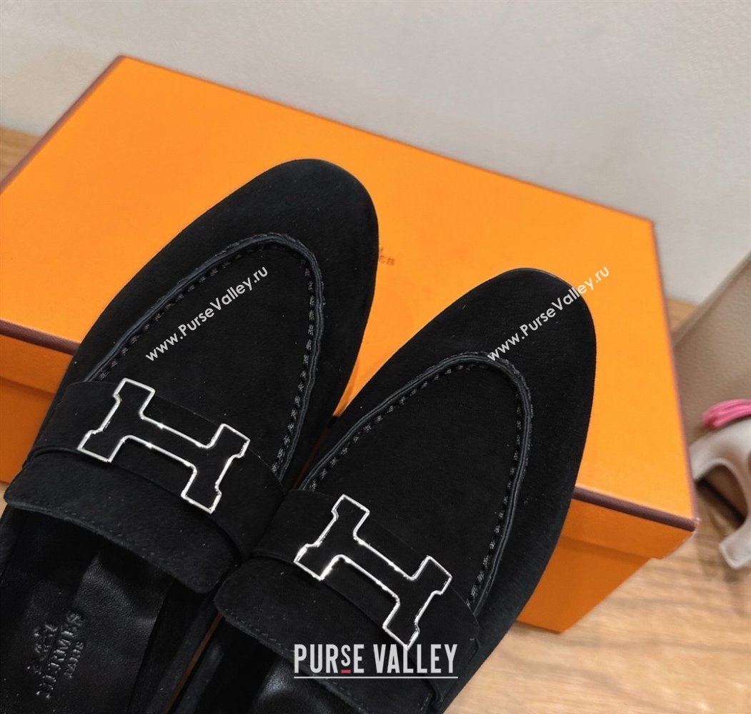 Hermes Paris Loafers in Suede with H Black 2025 H082005 (XC-250820043)