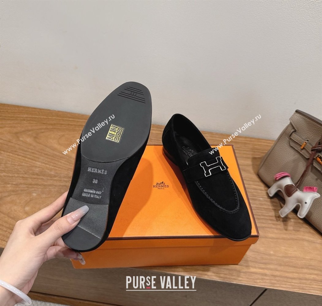 Hermes Paris Loafers in Suede with H Black 2025 H082005 (XC-250820043)