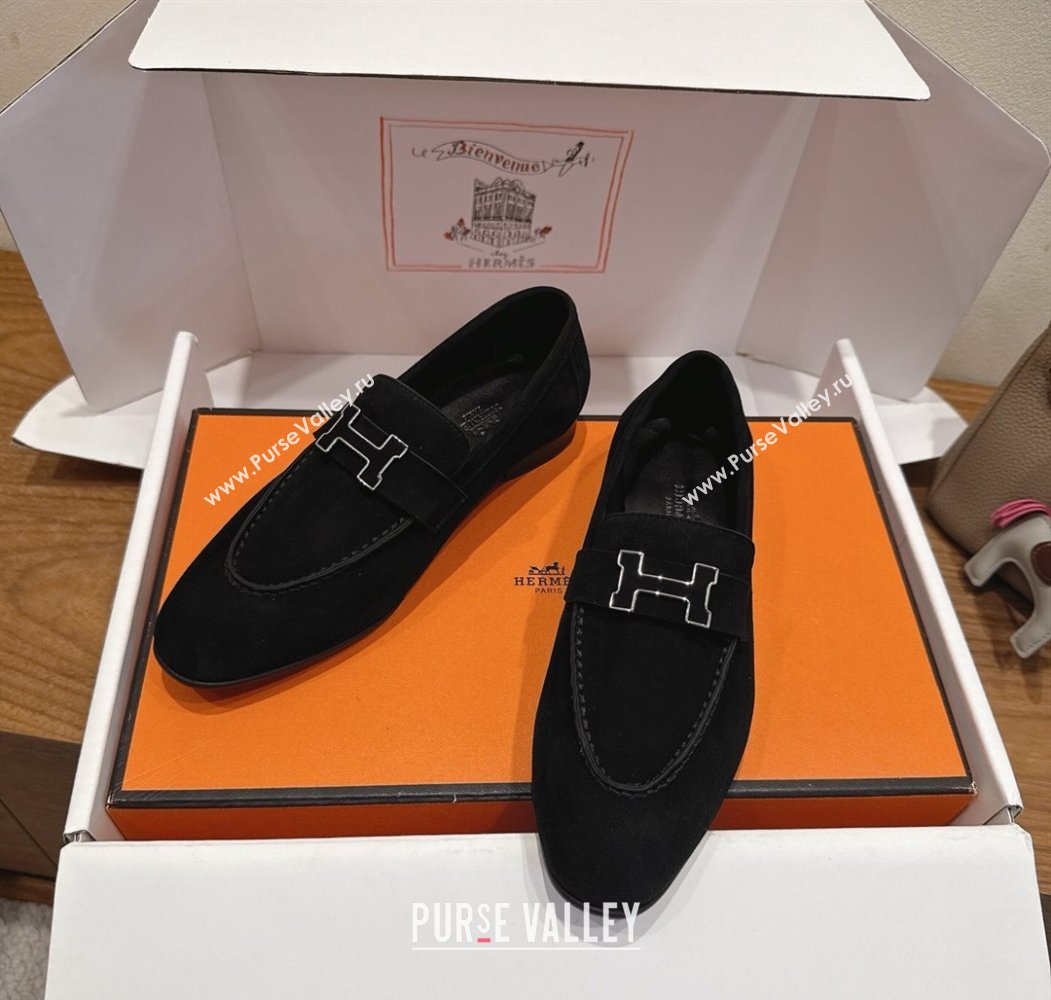 Hermes Paris Loafers in Suede with H Black 2025 H082005 (XC-250820043)