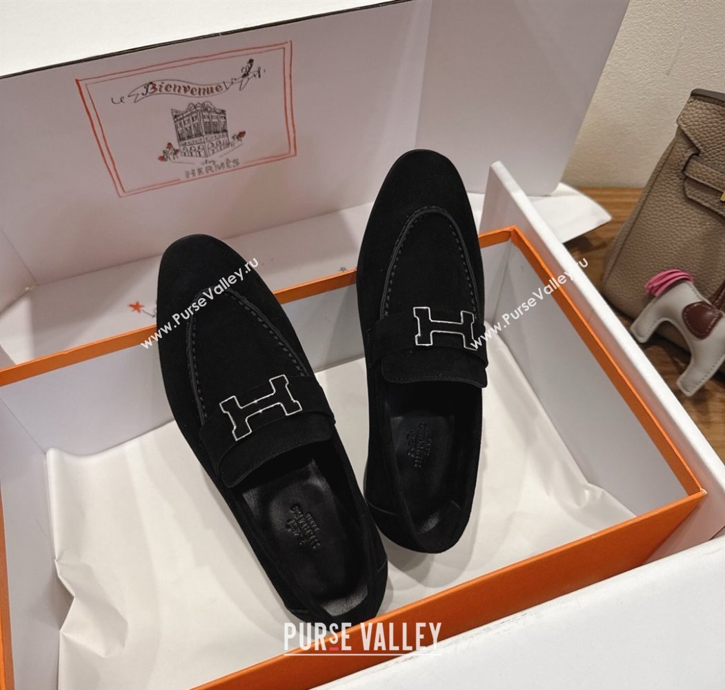 Hermes Paris Loafers in Suede with H Black 2025 H082005 (XC-250820043)