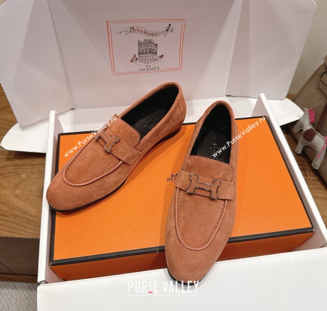 Hermes Paris Loafers in Suede with H Brown 2025 H082005 (XC-250820044)