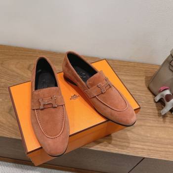 Hermes Paris Loafers in Suede with H Brown 2025 H082005 (XC-250820044)