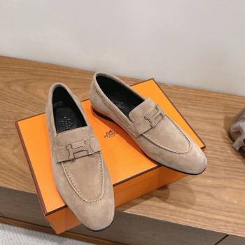 Hermes Paris Loafers in Suede with H Beige 2025 H082005 (XC-250820045)