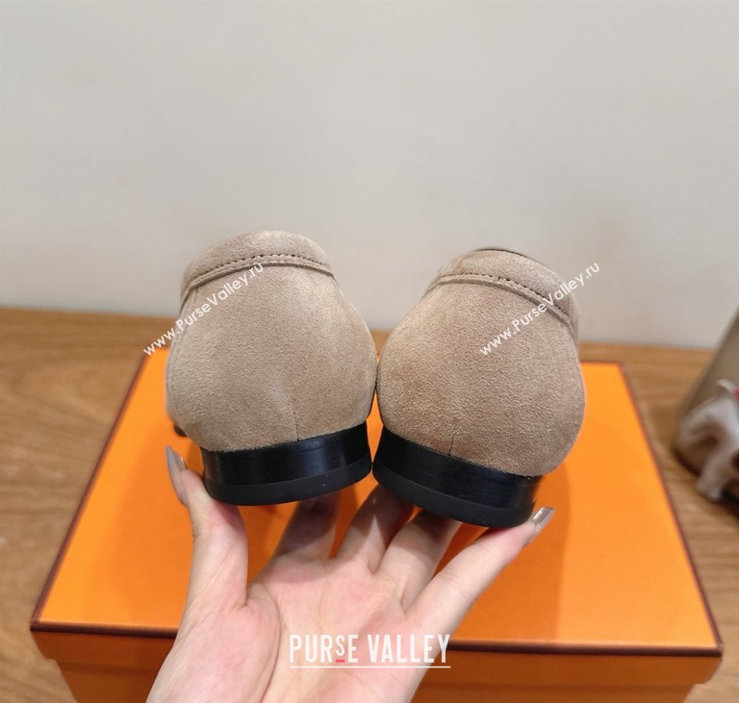 Hermes Paris Loafers in Suede with H Beige 2025 H082005 (XC-250820045)