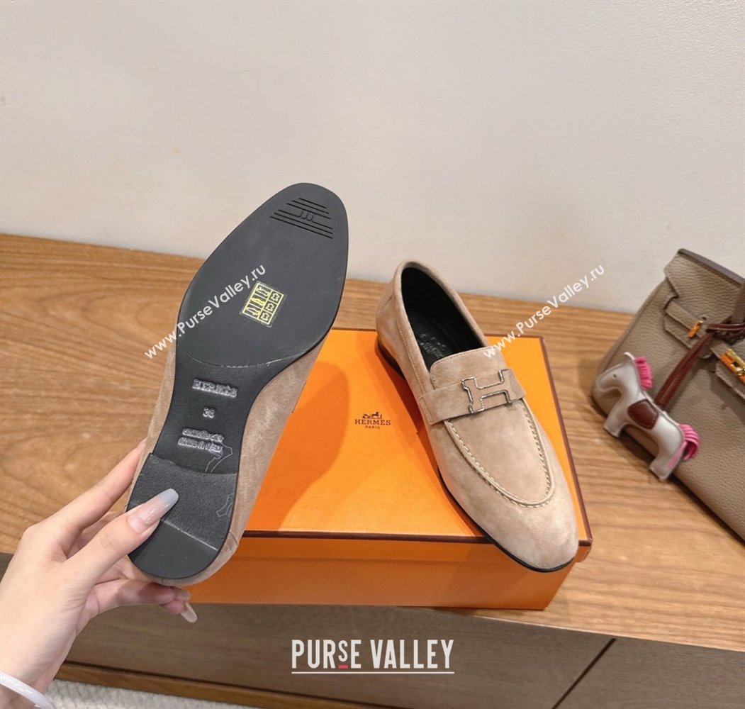 Hermes Paris Loafers in Suede with H Beige 2025 H082005 (XC-250820045)