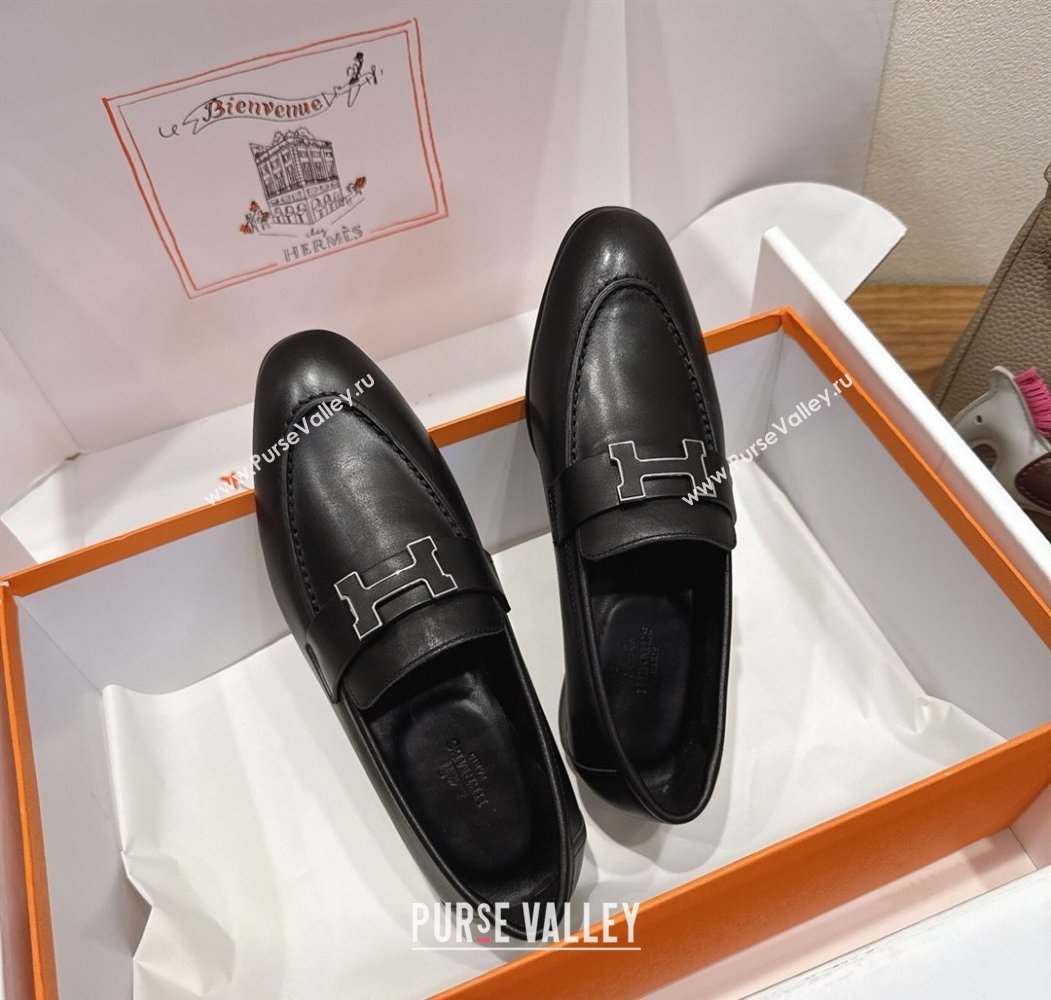 Hermes Paris Loafers in Calfskin Leather with H Black 2025 H082005 (XC-250820033)