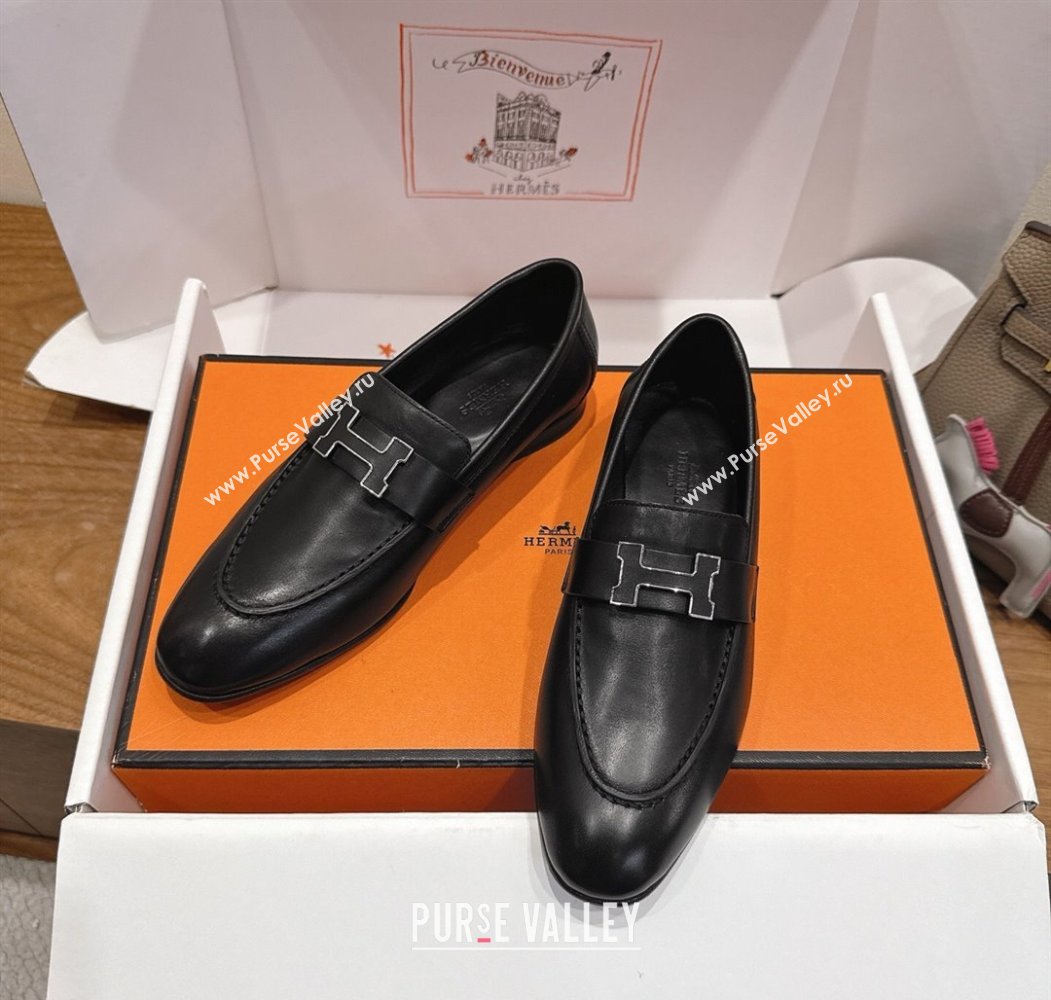 Hermes Paris Loafers in Calfskin Leather with H Black 2025 H082005 (XC-250820033)