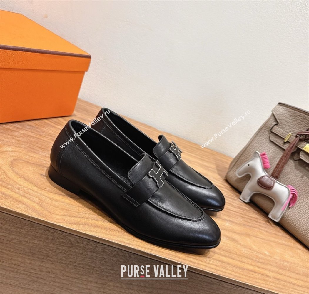 Hermes Paris Loafers in Calfskin Leather with H Black 2025 H082005 (XC-250820033)