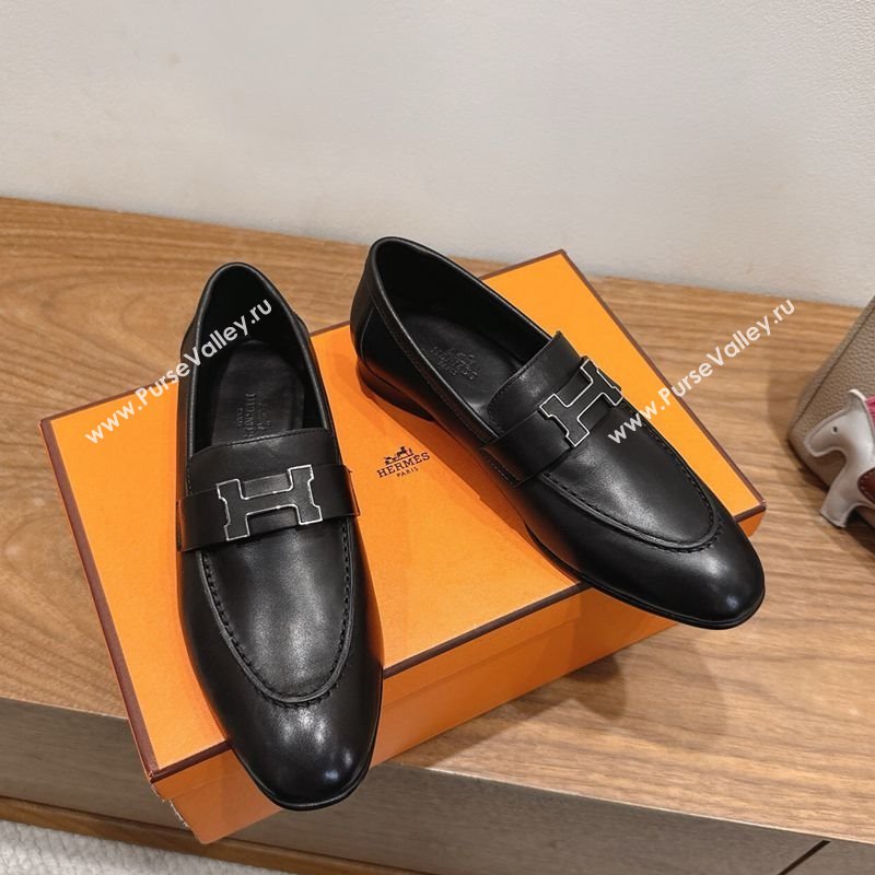Hermes Paris Loafers in Calfskin Leather with H Black 2025 H082005 (XC-250820033)