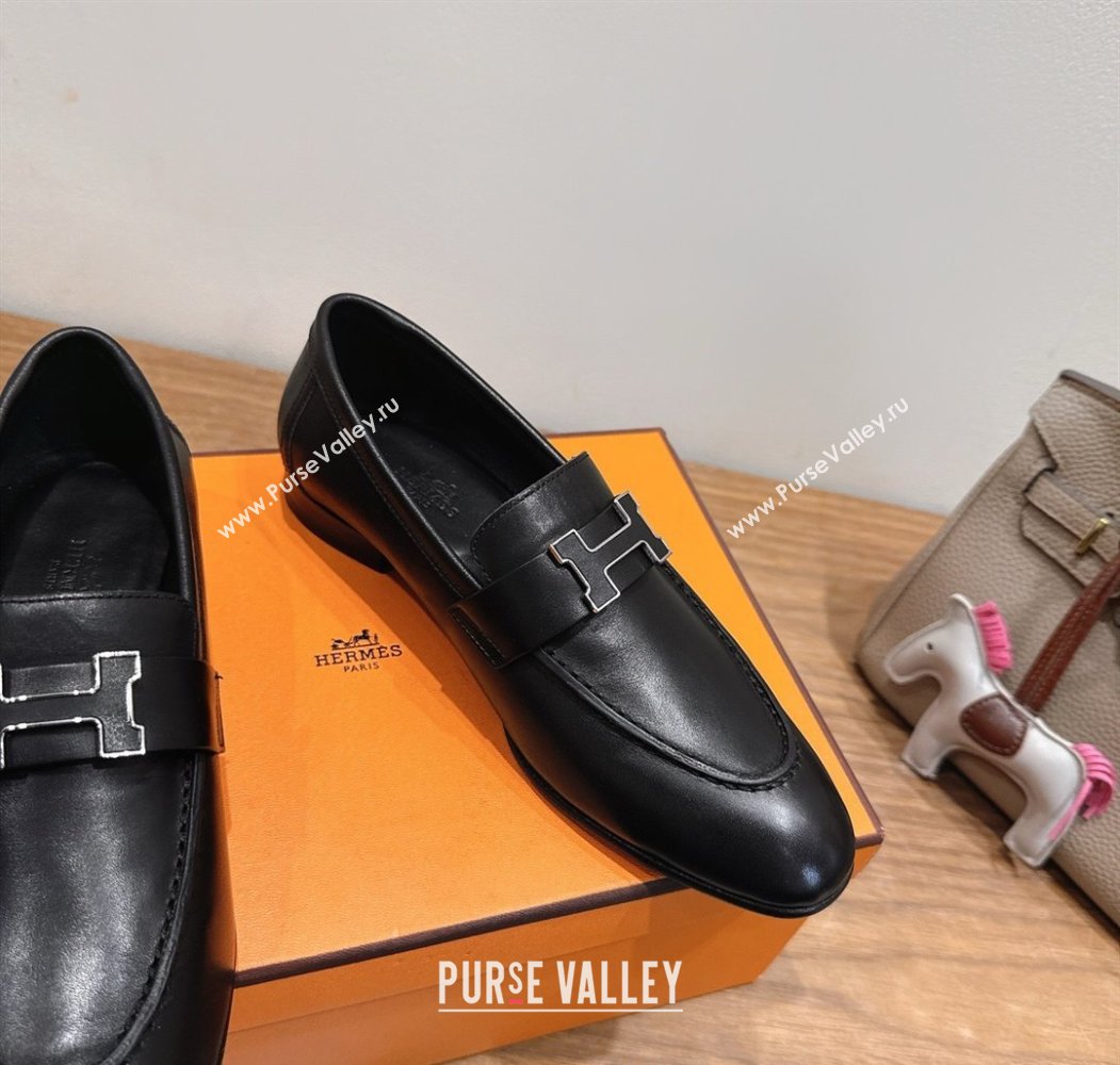 Hermes Paris Loafers in Calfskin Leather with H Black 2025 H082005 (XC-250820033)
