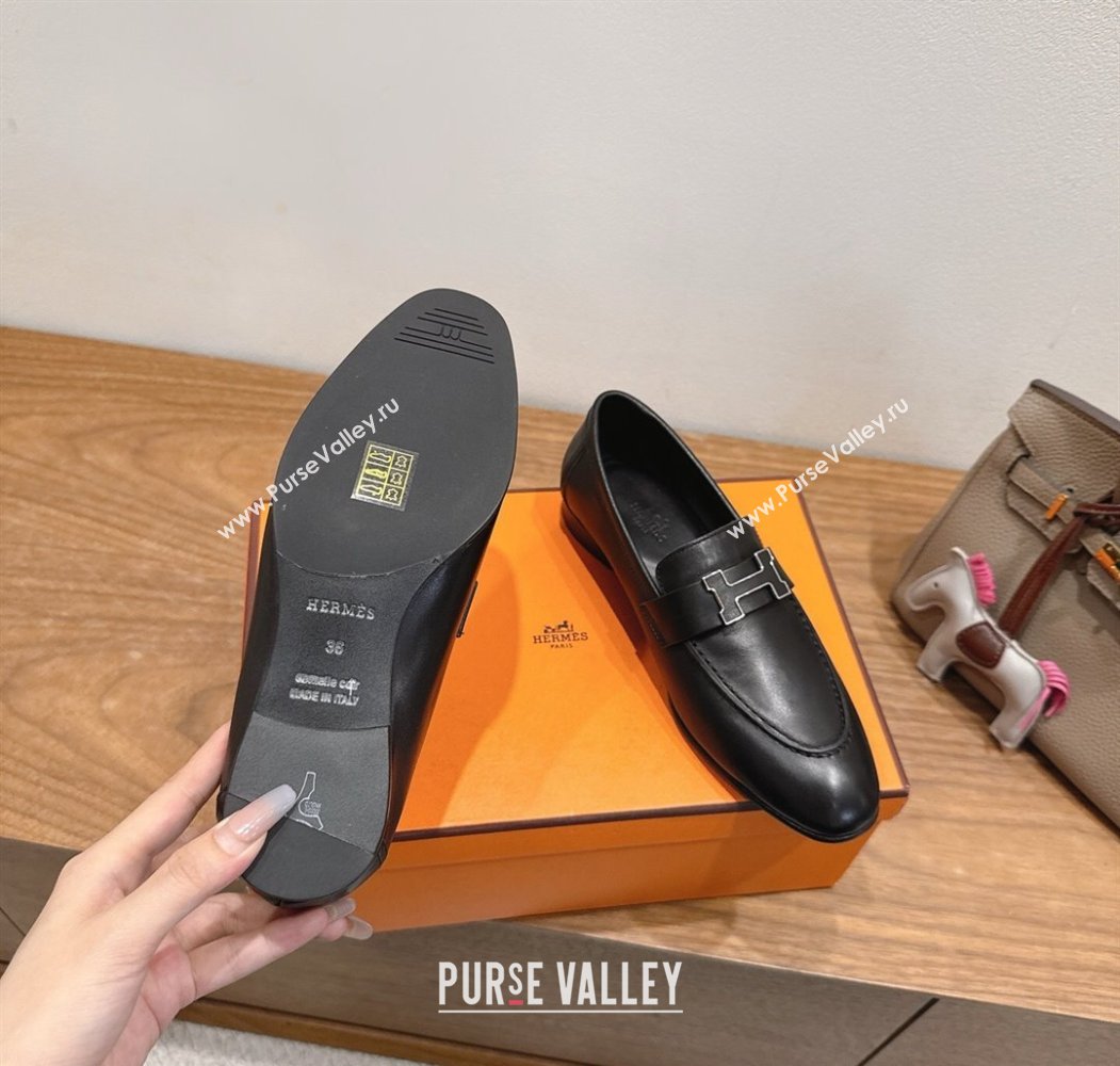 Hermes Paris Loafers in Calfskin Leather with H Black 2025 H082005 (XC-250820033)