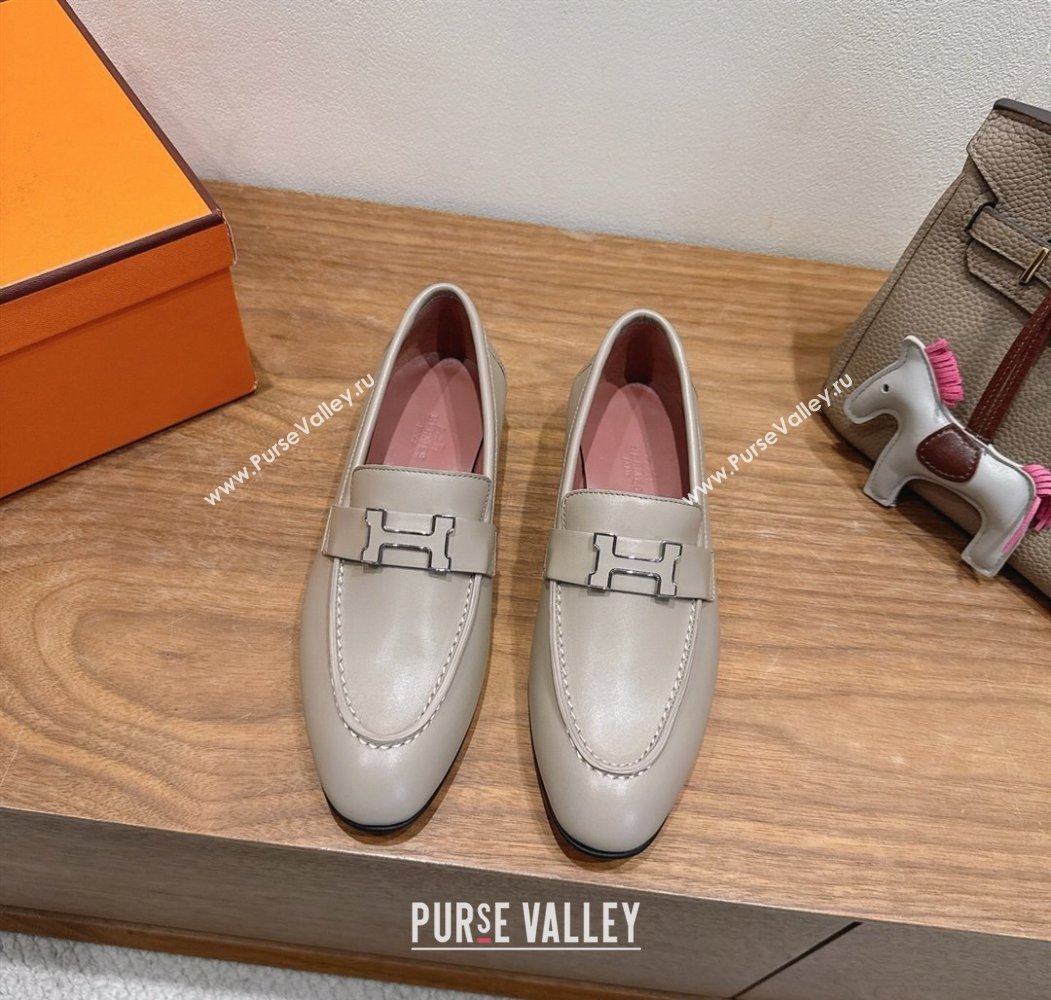 Hermes Paris Loafers in Calfskin Leather with H Grey 2025 H082005 (XC-250820034)