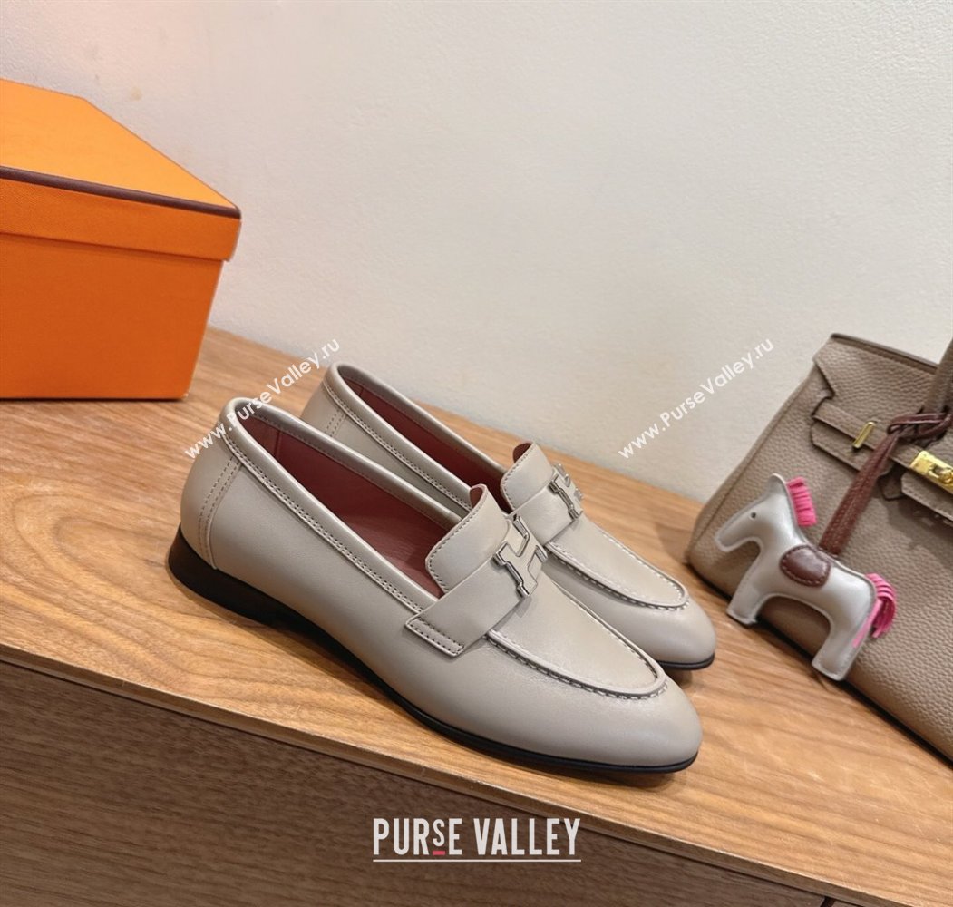 Hermes Paris Loafers in Calfskin Leather with H Grey 2025 H082005 (XC-250820034)