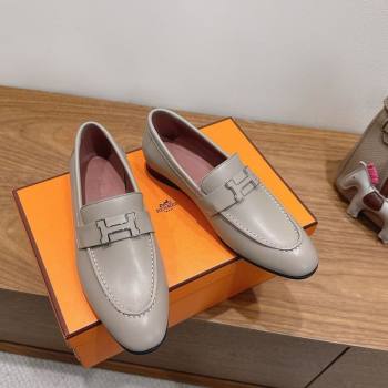 Hermes Paris Loafers in Calfskin Leather with H Grey 2025 H082005 (XC-250820034)