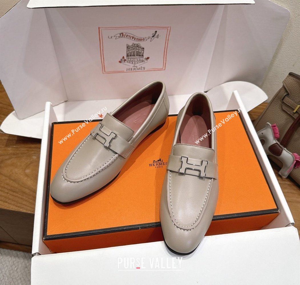 Hermes Paris Loafers in Calfskin Leather with H Grey 2025 H082005 (XC-250820034)