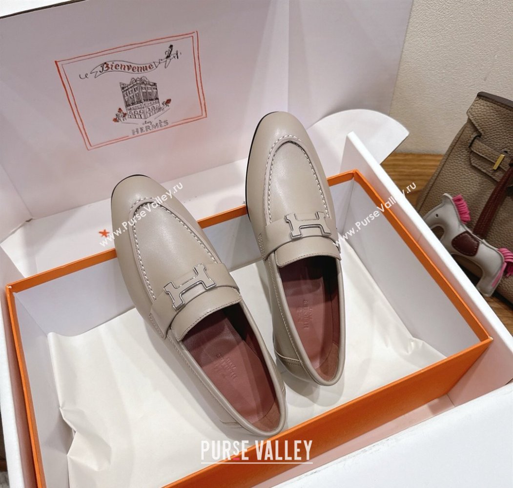 Hermes Paris Loafers in Calfskin Leather with H Grey 2025 H082005 (XC-250820034)